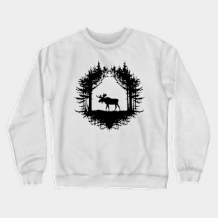 Minimalistic Moose Silhouette Design Crewneck Sweatshirt